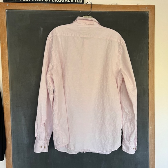 Mens Banana Republic Pink Linen Dress Shirt, Size L - Picture 8 of 11